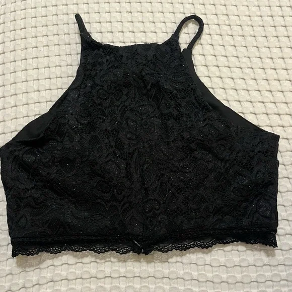 BCX Black Lace Halter Top - Picture 2 of 4
